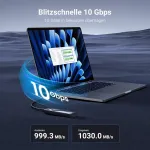 Ugreen nvme m.2 usb 3.2 ssd i&scaron;orinio disko adapteris su au&scaron;inimo padu 10 gbps nvme pcie m-key/m+b key 2230/2242/2260/2280 su usb c-c ir a-c kabeliu, nereikalaujantis įrankių
