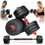 Reguliuojami hanteliai treniruoklių rinkinys 2x10kg 20kg &scaron;tanga + grifai