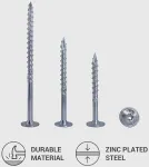 (45 vnt. pakuotė) galvanizuoto plieno 8.0 x 50 mm medvaržčiai su torx galvute, 17 tipo plok&scaron;čia galvute, medvaržčiai su daliniu sriegiu (45, 8.0 x 50 mm)