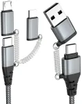 Multi usb kabelis usb c į usb c kabelį nailoninis universalus įkrovimo kabelis usb a/usb c suderinamas su lightning/micro usb/type c 60 w pd 3.0 3a greito įkrovimo kabelis ne&scaron;iojamam kompiuteriui plan&scaron;etiniam kompiuteriui galaxy