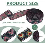 Benecreat 6 jardai / 5,5 m 2 spalvų vintažinė trikampė žakardo elastinė juosta, 25 mm boho siuvimo siuvinėta elastinė juosta "pasidaryk pats" drabužių aksesuarų dekoravimui, 3 mm storio