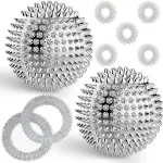 Magnetiniai akupresūros kamuoliukai ir 5 akupresūros žiedai ir 2 akupresūros apyrankės, 47 mm ežiuko kamuoliukas, maži metaliniai ir masažiniai žiedai pir&scaron;tams nuo streso ar masažui, 2 vnt.