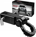 Shackle Hitch priekabos jungties imtuvas, atlaikantis 45000 svarų, 3/4" D formos žiedas, juodas