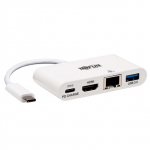 Tripp Lite USB-C dokas U444-06N-H4GU-C Single Ekranas/1xHDMI/iki sngle 4K/1xUSB 3.2/palaikymas PD 60W/Baltas/Maitinimo &scaron;altinis neįtrauktas