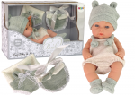 Lean Toys Lėlė kūdikis su žalsva kepurėle ir megztuku