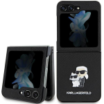 Samsung Galaxy Z Flip 5 Karl Lagerfeld Dėklas Saffiano Karl&Choupette Pin (KLHCZF5SAKCNPK) juodos spalvos
