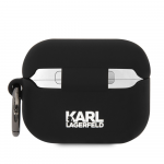 Karl Lagerfeld 3D Logo NFT Karl and Choupette silikoninis Apple AirPods Pro dėklas ausinėms juodos spalvos
