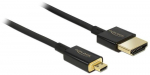 HDMI kabelis(M)->HDMI MICRO(M) 1.5M 4K 60HZ 3D JUODA SLIM PREMIUM DELOCK