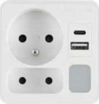 PLASTROL DVIGUBAS &Scaron;AKOTUVAS SU LEMPUTE 1x USB + 1x USB C