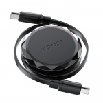 Acefast C13-03 USB-C - USB-C 60W kabelis Retractable - juodos spalvos