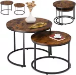 Bipohome Dviejų palėpės staliukų rinkinys 'Galen Small Rustic