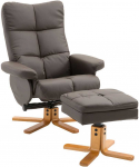 Homcom Fotelis su pufu ir daiktadėže, Televizoriaus fotelis su atsilenkimo funkcija 360&deg; - Rudos spalvos 80 x 86 x 99 cm