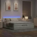 Osmanų lova su čiužiniu ir LED &scaron;viesiai pilka 180x200cm Velvet
