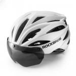 Rockbros dviratininko &scaron;almas su Visor, Detachable UV Protective Goggles, Unisex, Matte - baltos spalvos