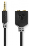 Nedis Stereo Audio kabelis jack 3.5 mm (M) - 2x jack 3.5mm (F) 0.20 m juoda