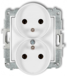 Karlik Elektrotechnik 25MGPR-2z MINI Dvigubo lizdo mechanizmas rėmui su įžeminimu 2x(2P+Z) (be srovės kelio sklendių) matinė balta 25MGPR-2z