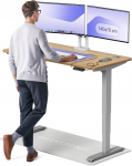 Elektrinis Reguliuojamo: Auk&scaron;čio stalas Desktronic HomePro Ąžuolo masyvas/Pilkas, 140x70cm, Dvigubas motoras, USB ir USB-C įkrovimo lizdai