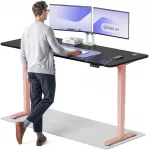 Elektrinis Reguliuojamo: Auk&scaron;čio stalas Desktronic HomePro Rožinis/Juodas, 200x80cm, Dvigubas motoras, USB ir USB-C įkrovimo lizdai