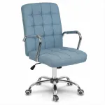 Mėlyna audinio biuro kėdė, ergonomi&scaron;kas dizainas, reguliuojamas auk&scaron;tis, patogus sėdėjimas biurui ir konferencijų salėms