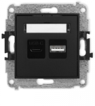 Karlik Elektrotechnik 12ICUSB-8 ICON dvigubas USB įkroviklis su USB C + USB A adapteriu, maks. 20 W. matinės juodos spalvos 12ICUSB-8