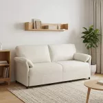 3-Vietis Sofa Kreminė 198 x 83 x 95 cm Aksomas