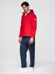 Vyri&scaron;ka raudona softshell striukė su gobtuvu ir fleece pamu&scaron;alu