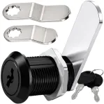 Spintelės užraktas juodas metalinis 20 mm, 2 raktai N171