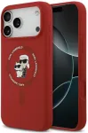 Dėklas Karl Lagerfeld Silicone Karl&Choupette Ring MagSafe do iPhone 18 Pro Max / iPhone 17 Pro Max raudona