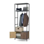 Jan Nowak Atvira biuro lentyna su drabužių kabykla, recepcijai ir laukiamajam, metalinė, antracito/rie&scaron;uto spalvos, 800x2200x400 mm: ARIEL Eco* Design (5907367512779)