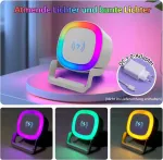 Kompiuterio kolonėlės Da Light bluetooth garsiakalbis su naktine lempute ir belaidžiu įkrovikliu, pritemdoma jutiklinė naktinė lempa su 5 &scaron;viesos režimais, muzikos grotuvas ir belaidžio įkrovimo stotelė, moterims ir vyrams