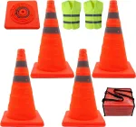 Sulankstomi įspėjamieji kelio kūgiai su at&scaron;vaitinėmis juostelėmis, įskaitant žalią saugos liemenę (4,45 cm / 18 colių)