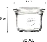 Weck Mini stiklainiai konservavimui su dangteliais 80 ml, 12 vnt. rinkinyje