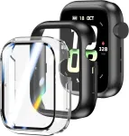 Zzjoooj dėklas, skirtas honor watch 5, apsauginis dėklas su ekrano apsauga, kietas pc atsparus įbrėžimams itin plonas dėklas, skirtas honor watch 5, juodas ir skaidrus