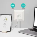 Ucomen 5.0v, 3.1a įleidžiamas įkroviklis su 2 usb type a ir 1 type c prievadais, baltas (2 vnt.)