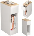 Muvuhome siaura naktinė spintelė su stalčiumi, staliukas su lentyna, modernus loft stilius, miegamojo, 60 cm
