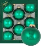 Krebs Glas Lauscha - kalėdinė dekoracija / eglutės papuo&scaron;imas i&scaron; stiklo - vienspalviai burbulai - kiekis: 8 vienetai - spalva: smaragdo žalia - dydis: apie 7 cm