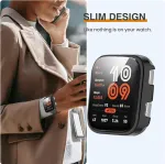 Blueshaweu apsauginis dėklas, suderinamas su amazfit bip 6 i&scaron;maniuoju laikrodžiu 46 mm, kietas pc dėklas su stiklo ekrano apsauga, suderinamas su amazfit bip 6 (juodas + juodas)