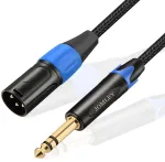 Jomley xlr į 6.35mm kabelis, subalansuotas 6.35mm trs į xlr male stereo kabelis, nailono pynimo 6.35mm trs į 3 kontaktų xlr male jungties mikrofono kabelis - 2 metrai