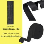 Yitobici elastinė juosta, siuvimo elastinė juosta, 15 mm pločio - 10 metrų, elastinė juosta siuvimui, kelnių guma, audinys siuvimui, "pasidaryk pats" amatai, juoda