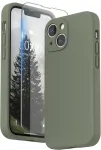 Surphy dėklas, suderinamas su iphone 13 mini, silikoninis dėklas su ekrano apsauga, telefono dėklas iphone 13 mini su kameros apsauga, iphone 13 mini apsauginis dėklas 6.1 colio 2021, alyvuogių žalias
