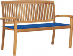 Sudedamas sodo suoliukas su pagalvėle, 128,5cm, tikmedis