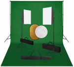 Fotostudijos komplektas su &scaron;viesdėžėmis, fonu ir reflektoriumi