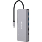 &Scaron;akotuvas CANYON DS-12, 13 in 1 USB C hub, su 2*HDMI, 3*USB3.0: support max. 5Gbps, 1*USB2.0: support max. 480Mbps, 1*PD: support max 100W PD, 1*VGA,1* Type C data, 1*Glgabit Tinklinis, 1*3.5mm audio jack, kabelis 15cm, Aluminum alloy housing,130*57. ...