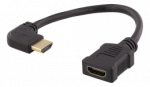 Lankstus HDMI adapteris, 0,2 m, kairinis kampas, HDMI M / F, UHD DELTACO juodas / HDMI-21C