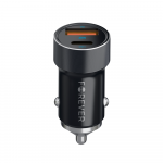 Forever CC-06 PD QC automobilinis įkroviklis 1x USB-C 1x USB 20W juodos spalvos + USB-C - USB-C kabelis 60W