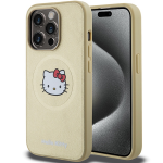 Apple iPhone 13 Pro Max Hello Kitty dėklas odinis Kitty Head MagSafe (HKHMP13XPGHCKD) aukso spalvos