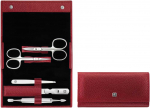 Zwilling komplektas do manicure &ndash; raudona sk&oacute;rzane etui, 5 dalys
