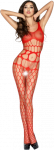 Passion Woman Passion BS032 Raudona Bodystocking - Fishnet Mesh, One Size