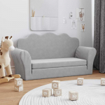 Vaiki&scaron;ka dvivietė sofa-lova, &scaron;viesiai pilka, mink&scaron;tas pliu&scaron;as