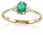 Auksinis žiedas su brangakmeniais. Metalas: Raudonas Auksas. Praba: 585&deg;. Akmuo: Briliantai , Smaragdas - 16 - 1.05 g. - Briliantai (0,036Ct), Smaragdas (0,4Ct)